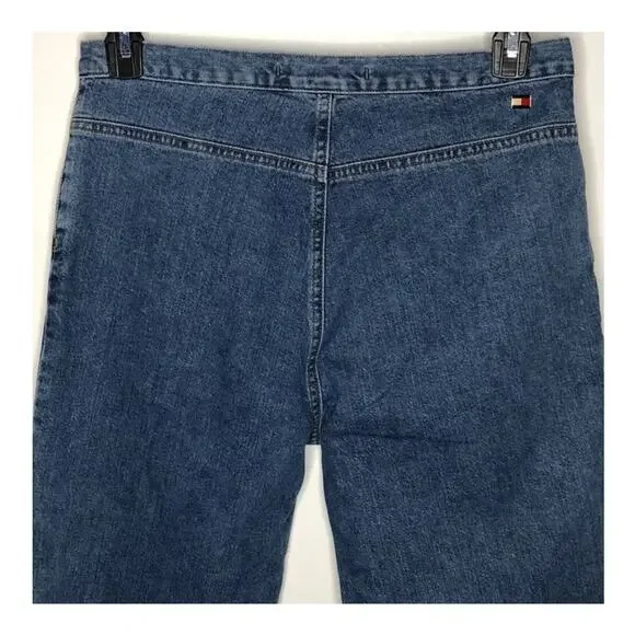 Tommy Hilfiger Vintage High-Waist Capri Mom Jeans Size 10 – Split Seam Retro - Picture 4 of 16
